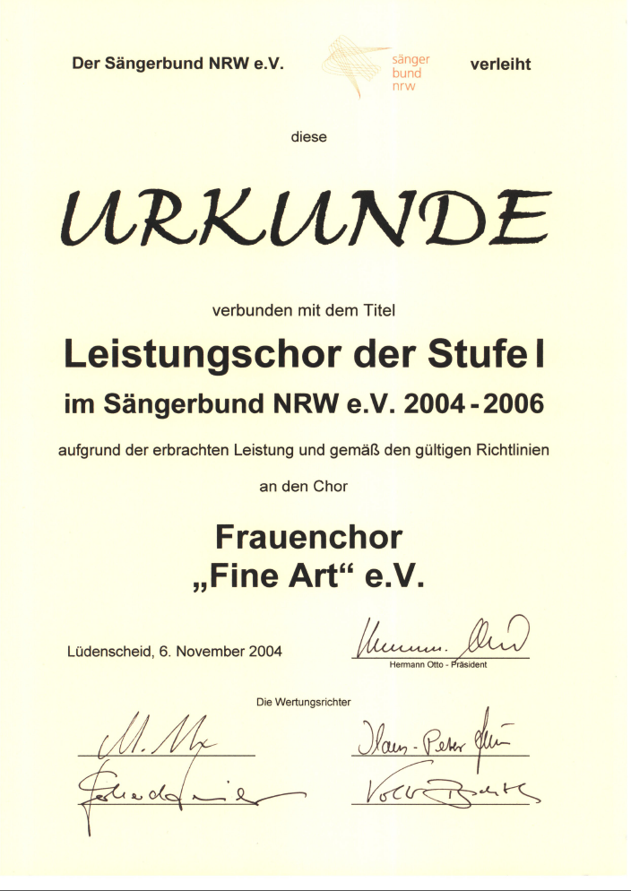 Urkunde Leistungtsstufe 1 - 2004