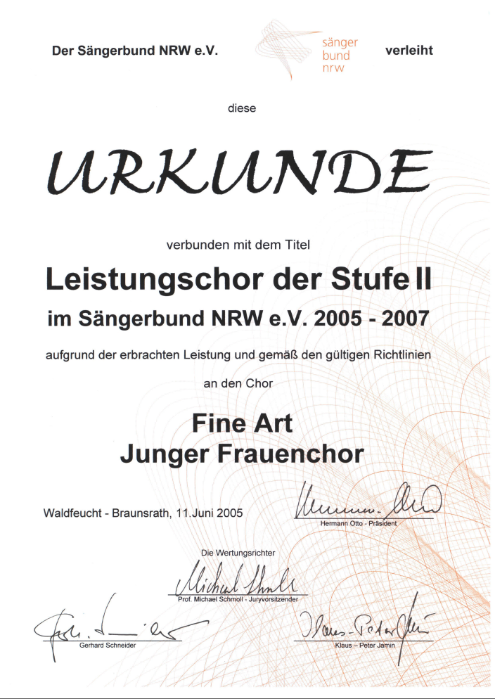 Urkunde Leistungtsstufe 2 - 2005